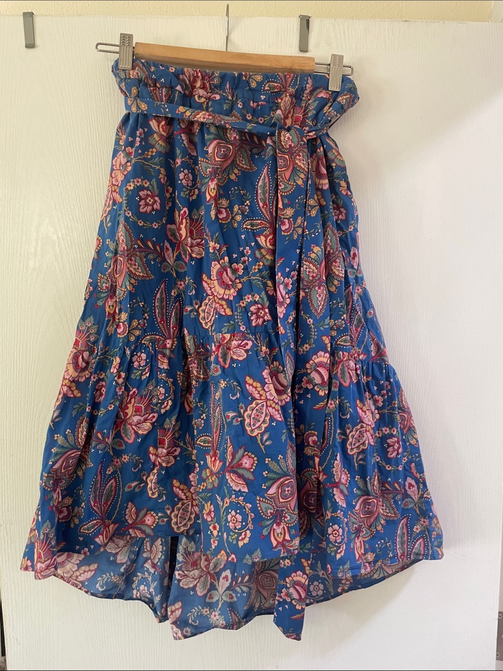 J. Crew Blue Paisley Floral Elastic Waist Skirt